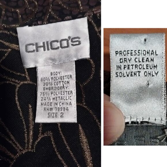 Chico’s Size 2 Open Fretwork Embroidered Topper Jacket Women’s Large Size 12 - Picture 9 of 10